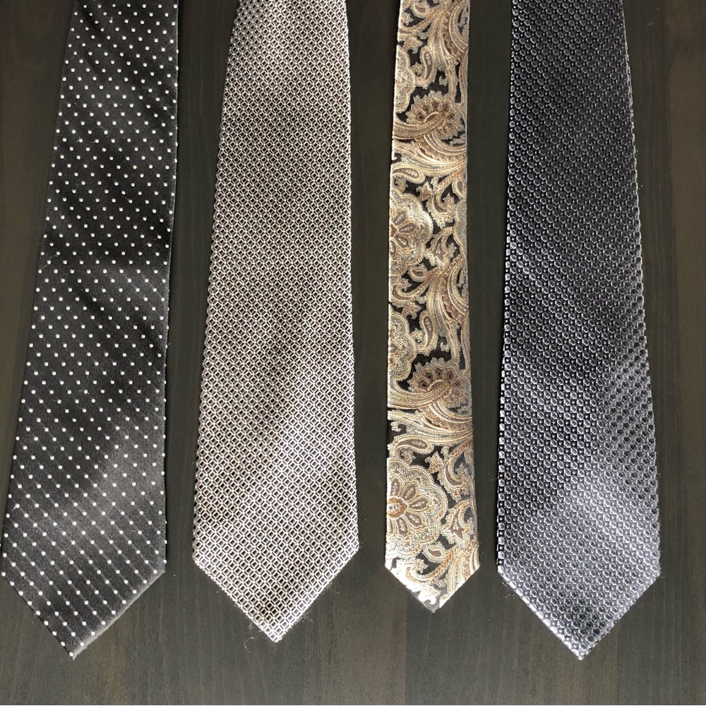 Elegant Men's Ties - Black, Gray, Gold, Silver